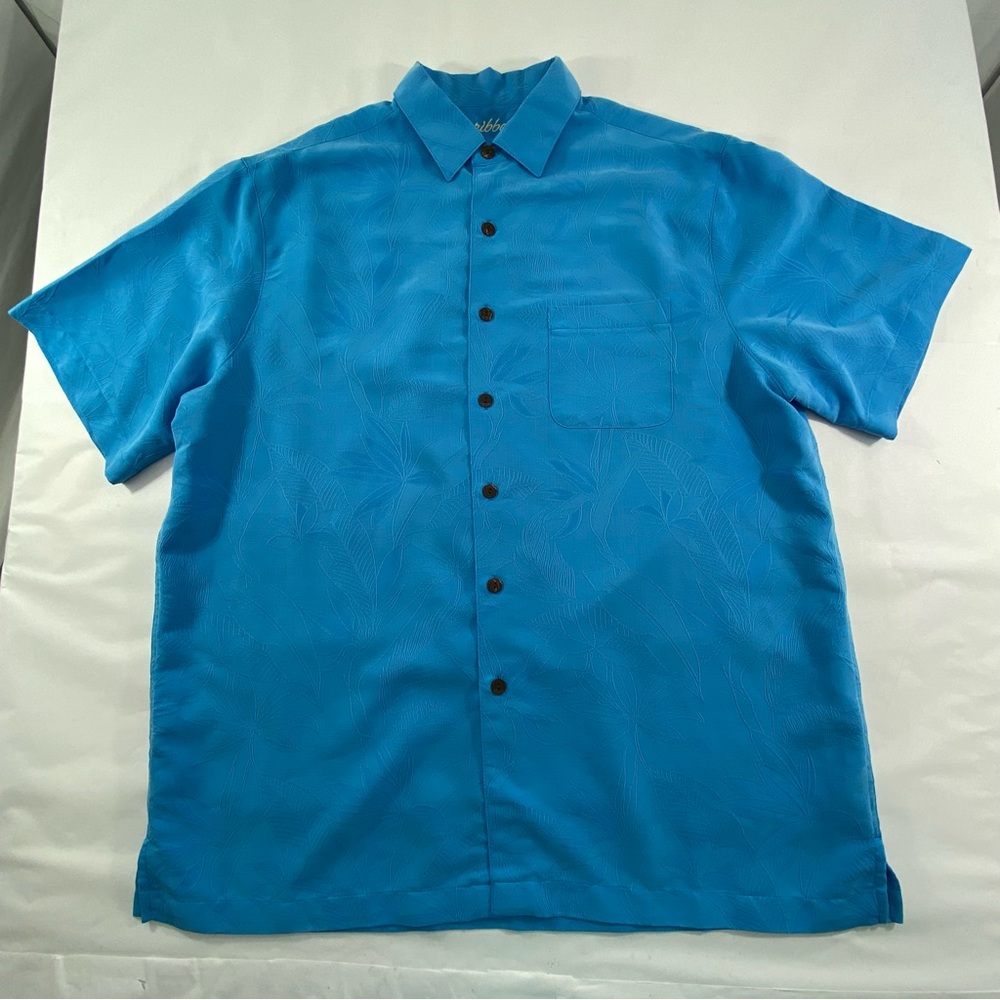 Caribbean Men's Size XL Blue Short Sleeve Shirt